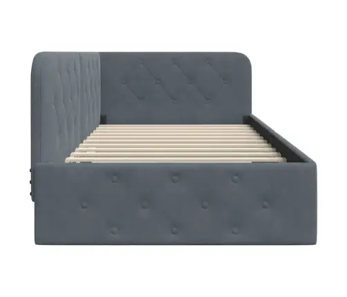 Stūra Gultas Rāmis Tumši Pelēks 90 X 200 Cm Samts Vidaxl