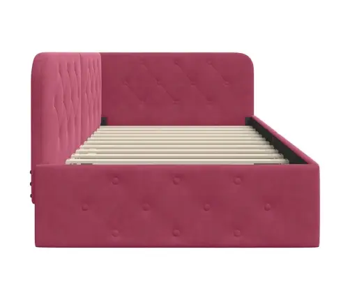 Stūra Gultas Rāmis Vīna Sarkans 90 X 200 Cm Samts Vidaxl