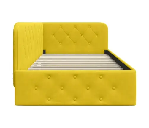 Kampinė Lovos Konstrukcija Geltona 90 X 200 Cm Aksomas