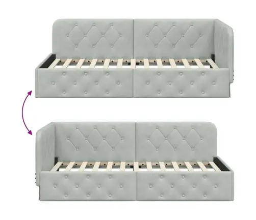 Stūra Gultas Rāmis Gaiši Pelēks 100 X 200 Cm Samts Vidaxl