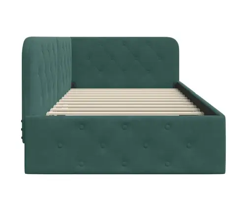 Stūra Gultas Rāmis Tumši Zaļš 100 X 200 Cm Samts Vidaxl