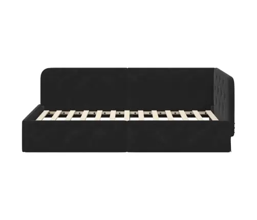 Stūra Gultas Rāmis Ar Galvas Klāju Melna 100 X 200 Cm Samts Vidaxl