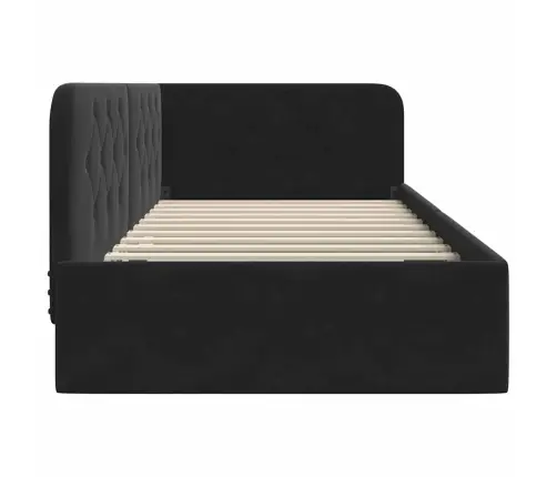 Stūra Gultas Rāmis Ar Galvas Klāju Melna 100 X 200 Cm Samts Vidaxl