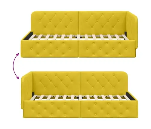 Stūra Gultas Rāmis Ar Galvas Klāju Dzeltena 100 X 200 Cm Samts Vidaxl