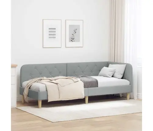 Stūra Gultas Rāmis Gaiši Pelēks 80 X 200 Cm Audums Vidaxl