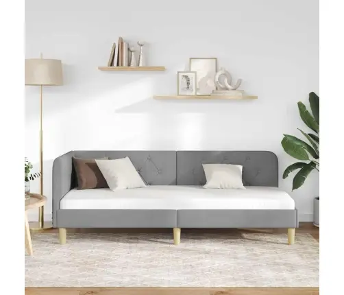 Stūra Gultas Rāmis Gaiši Pelēks 80 X 200 Cm Audums Vidaxl