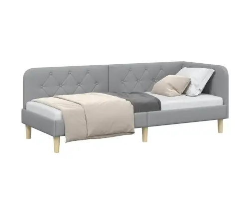 Stūra Gultas Rāmis Gaiši Pelēks 80 X 200 Cm Audums Vidaxl