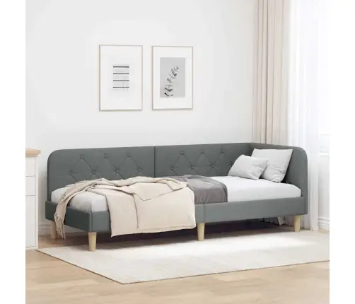 Stūra Gultas Rāmis Tumši Pelēks 80 X 200 Cm Audums Vidaxl