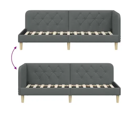 Stūra Gultas Rāmis Tumši Pelēks 80 X 200 Cm Audums Vidaxl