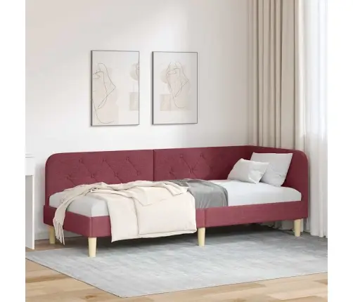 Stūra Gultas Rāmis Vīna Sarkans 80 X 200 Cm Audums Vidaxl