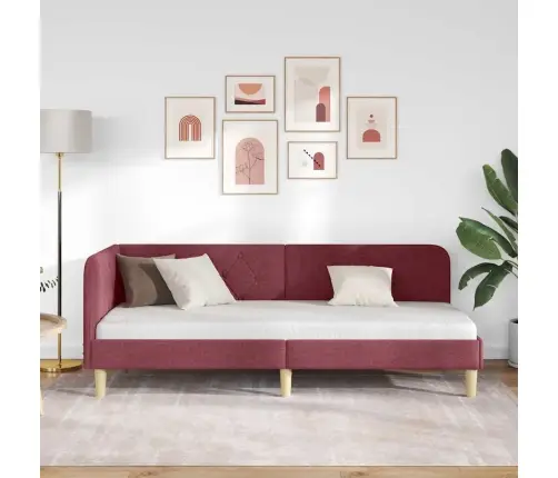 Stūra Gultas Rāmis Vīna Sarkans 80 X 200 Cm Audums Vidaxl