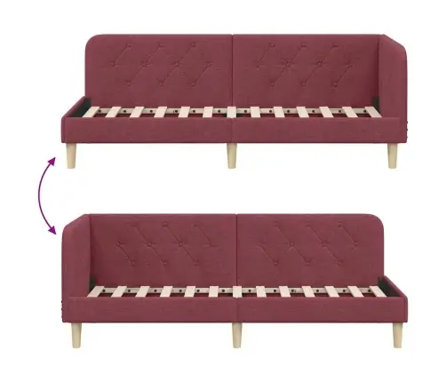 Stūra Gultas Rāmis Vīna Sarkans 80 X 200 Cm Audums Vidaxl