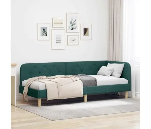 Kampinė Lovos Konstrukcija Tamsiai Žalia 80 X 200 Cm Audinys