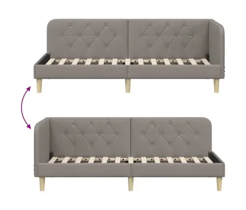 Kampinė Lovos Konstrukcija Taupe 80 X 200 Cm Audinys