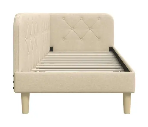 Stūra Gultas Rāmis Ar Galvas Klāju Krēmkrāsa 80 X 200 Cm Audums Vidaxl
