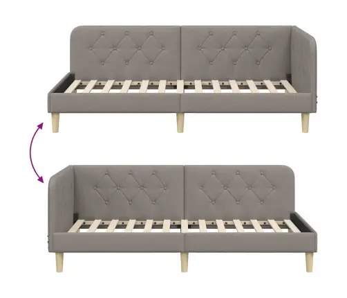 Kampinė Lovos Konstrukcija Taupe 90 X 190 Cm Audinys