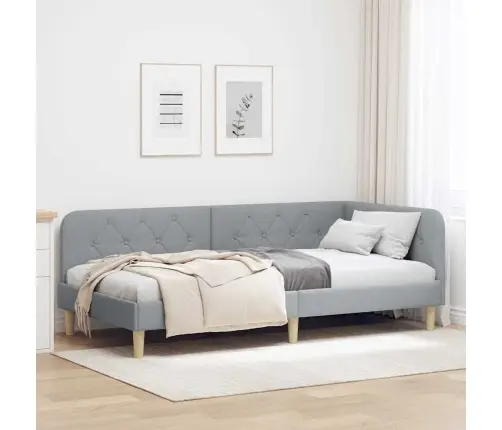 Stūra Gultas Rāmis Gaiši Pelēks 90 X 200 Cm Audums Vidaxl