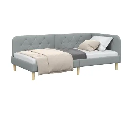 Stūra Gultas Rāmis Gaiši Pelēks 90 X 200 Cm Audums Vidaxl