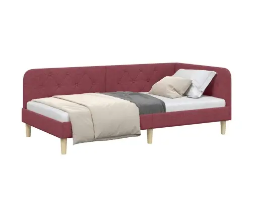 Stūra Gultas Rāmis Vīna Sarkans 90 X 200 Cm Audums Vidaxl