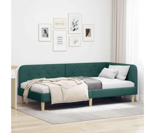 Stūra Gultas Rāmis Tumši Zaļš 90 X 200 Cm Audums Vidaxl