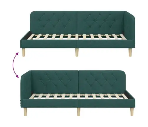 Stūra Gultas Rāmis Tumši Zaļš 90 X 200 Cm Audums Vidaxl