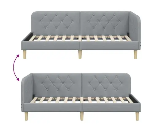 Stūra Gultas Rāmis Gaiši Pelēks 100 X 200 Cm Audums Vidaxl