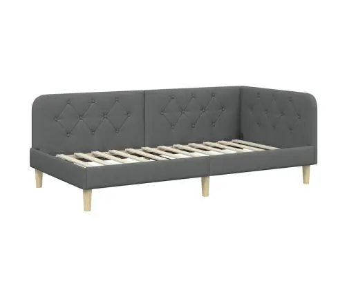 Kampinė Lovos Konstrukcija Tamsiai Pilka 100 X 200 Cm Audinys
