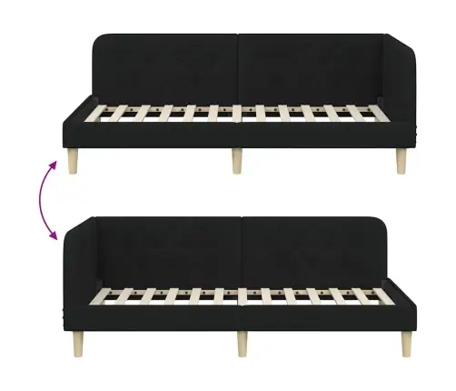 Kampinė Lovos Konstrukcija Juoda 100 X 200 Cm Audinys