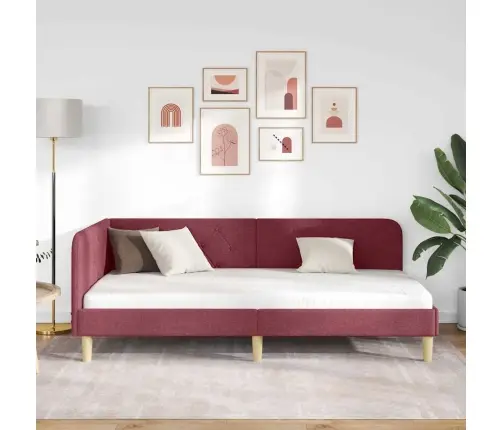 Stūra Gultas Rāmis Vīna Sarkans 100 X 200 Cm Audums Vidaxl