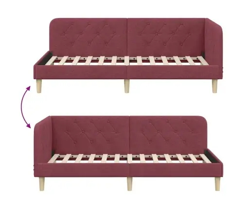 Stūra Gultas Rāmis Vīna Sarkans 100 X 200 Cm Audums Vidaxl