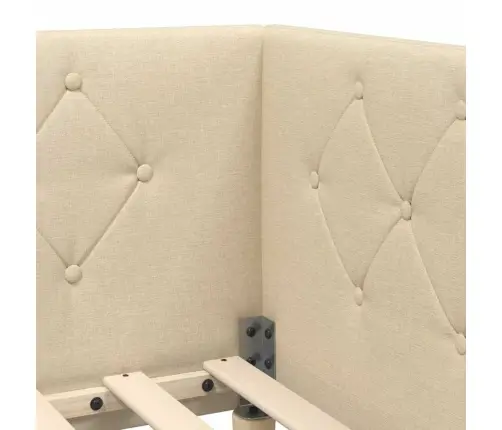 Stūra Gultas Rāmis Krēmkrāsa 100 X 200 Cm Audums Vidaxl