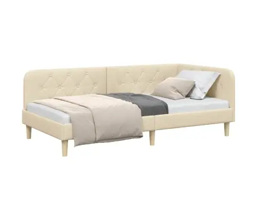 Stūra Gultas Rāmis Krēmkrāsa 100 X 200 Cm Audums Vidaxl