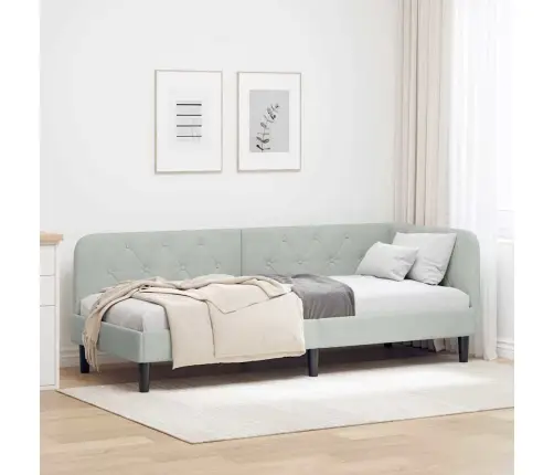 Stūra Gultas Rāmis Gaiši Pelēks 80 X 200 Cm Samts Vidaxl