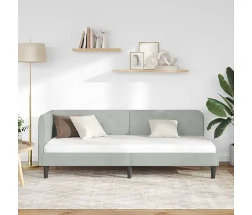 Stūra Gultas Rāmis Gaiši Pelēks 80 X 200 Cm Samts Vidaxl