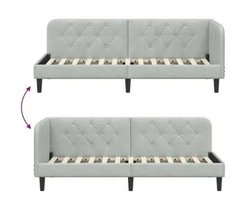 Stūra Gultas Rāmis Gaiši Pelēks 80 X 200 Cm Samts Vidaxl