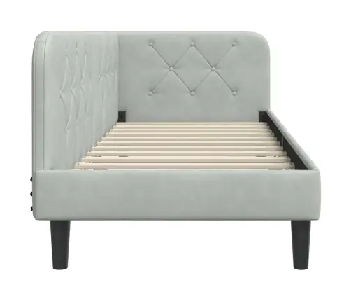 Stūra Gultas Rāmis Gaiši Pelēks 80 X 200 Cm Samts Vidaxl