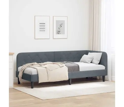 Stūra Gultas Rāmis Tumši Pelēks 80 X 200 Cm Samts Vidaxl