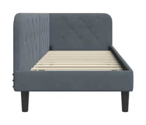 Stūra Gultas Rāmis Tumši Pelēks 80 X 200 Cm Samts Vidaxl