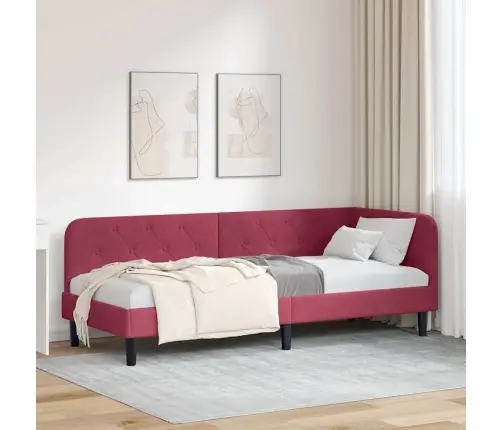 Stūra Gultas Rāmis Vīna Sarkans 80 X 200 Cm Samts Vidaxl