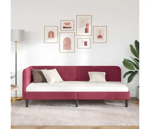 Stūra Gultas Rāmis Vīna Sarkans 80 X 200 Cm Samts Vidaxl