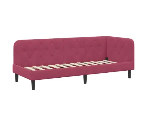 Stūra Gultas Rāmis Vīna Sarkans 80 X 200 Cm Samts Vidaxl