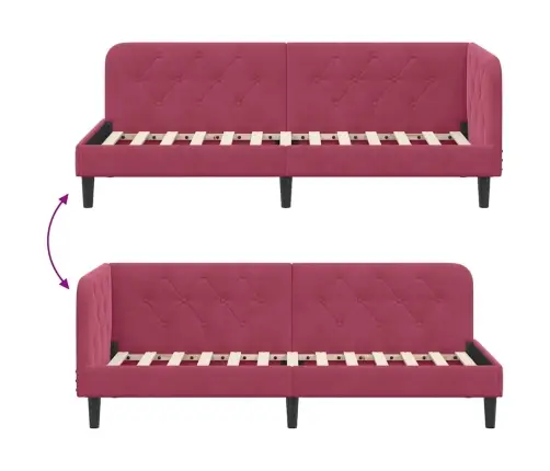 Stūra Gultas Rāmis Vīna Sarkans 80 X 200 Cm Samts Vidaxl