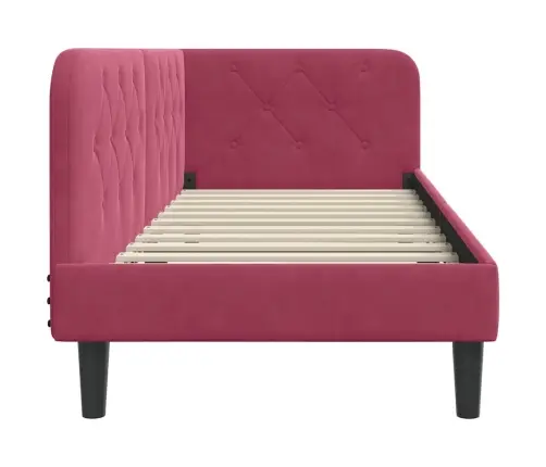 Stūra Gultas Rāmis Vīna Sarkans 80 X 200 Cm Samts Vidaxl