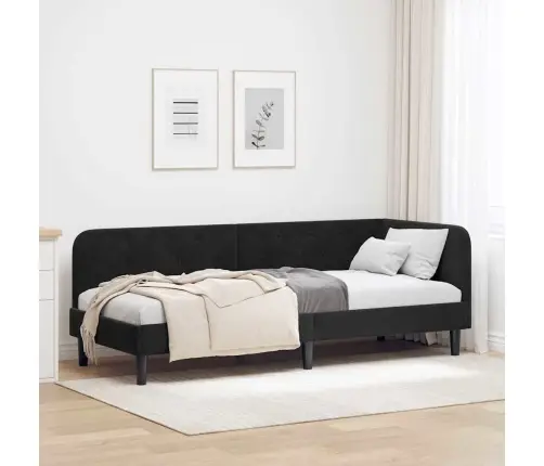 Kampinė Lovos Konstrukcija Juoda 80 X 200 Cm Aksomas