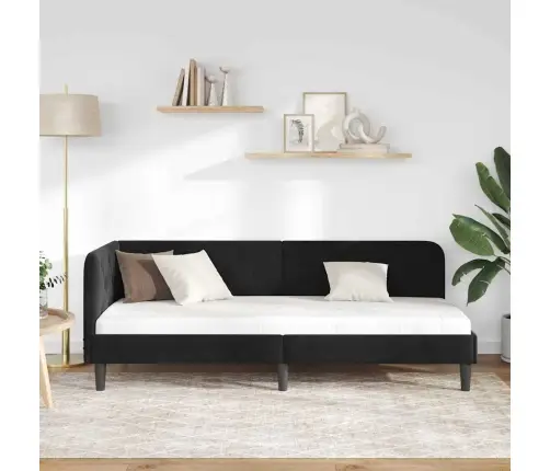 Kampinė Lovos Konstrukcija Juoda 80 X 200 Cm Aksomas