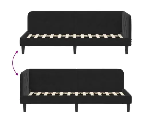 Kampinė Lovos Konstrukcija Juoda 80 X 200 Cm Aksomas