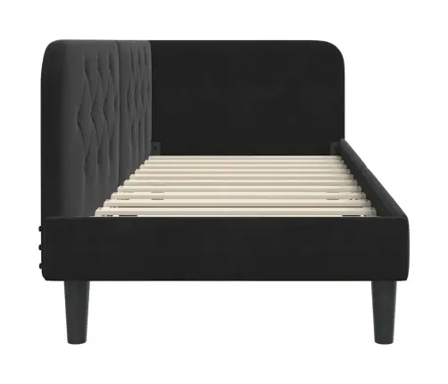 Kampinė Lovos Konstrukcija Juoda 80 X 200 Cm Aksomas
