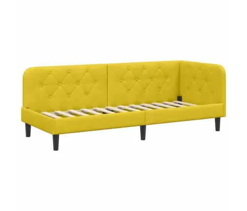 Stūra Gultas Rāmis Ar Galvas Klāju Dzeltena 80 X 200 Cm Samts Vidaxl