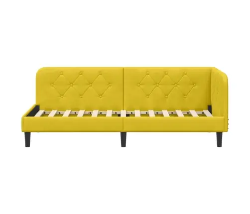 Stūra Gultas Rāmis Ar Galvas Klāju Dzeltena 80 X 200 Cm Samts Vidaxl