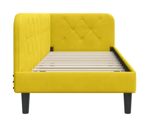 Stūra Gultas Rāmis Ar Galvas Klāju Dzeltena 80 X 200 Cm Samts Vidaxl